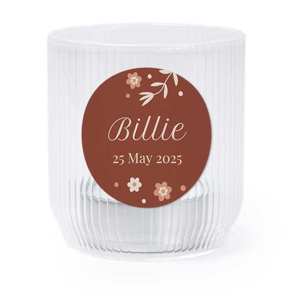 Personalised Clear Glass Tealight Holder with Round Stickers – Set of 6