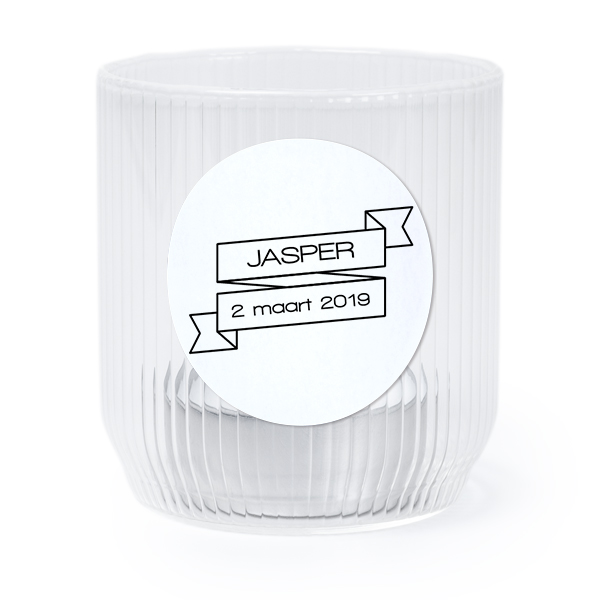 Photophore en verre transparent avec autocollant rond - Lot de 6