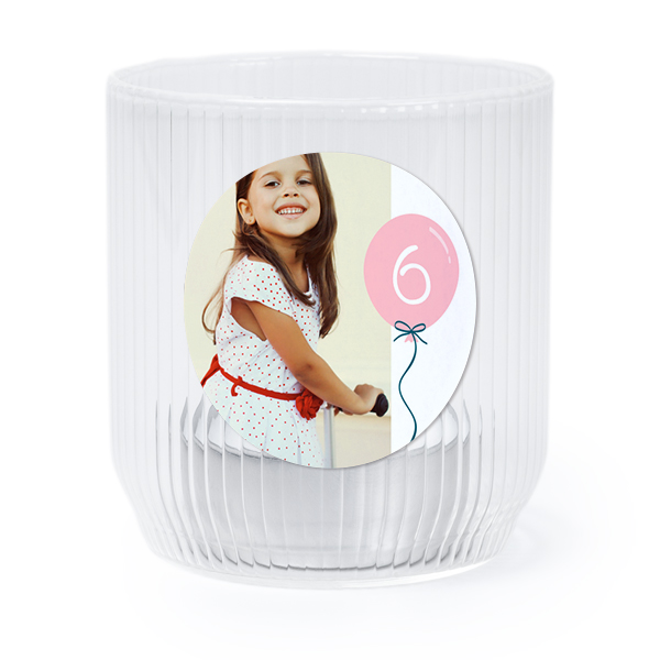 Photophore en verre transparent avec autocollant rond - Lot de 6