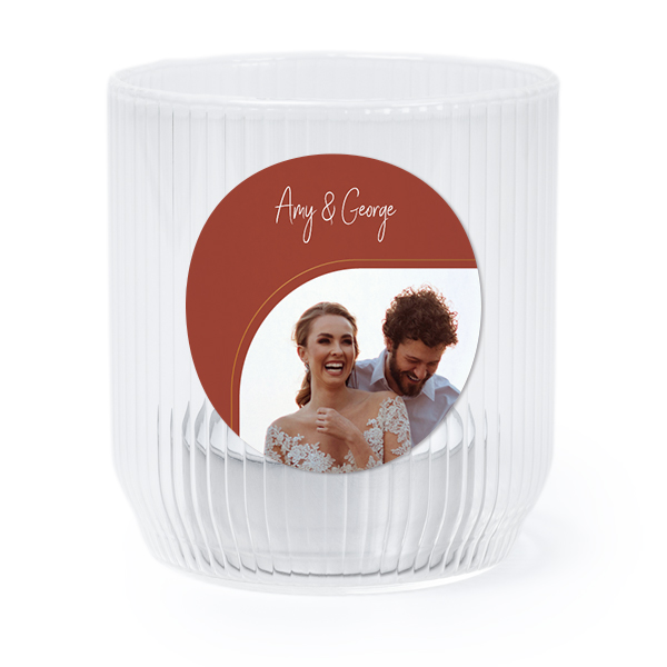 Personalised Clear Glass Tealight Holder with Round Stickers – Set of 6