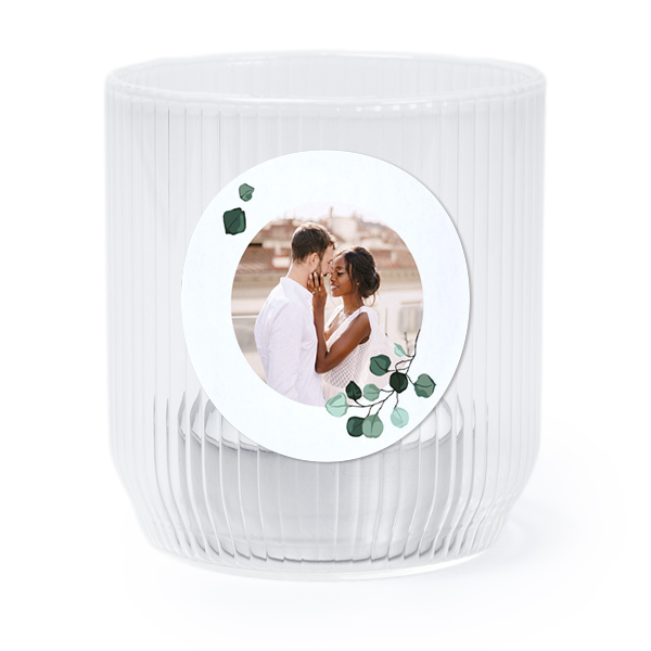 Photophore en verre transparent avec autocollant rond - Lot de 6 Photophore en verre transparent avec autocollant rond - Lot de 6