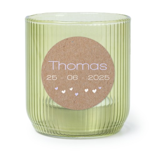 Photophore en verre vert avec autocollant rond - Lot de 6