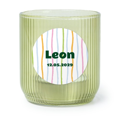 Theelichthouder groen met ronde sticker - set van 6