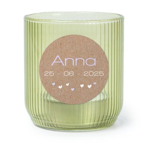 Photophore en verre vert avec autocollant rond - Lot de 6