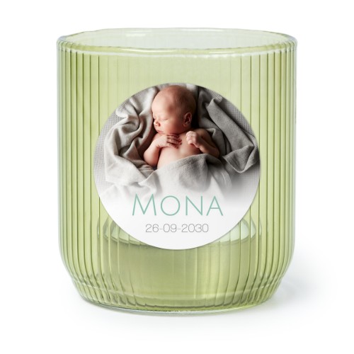 Personalised Green Glass Tealight Holder with Round Stickers – Set of 6