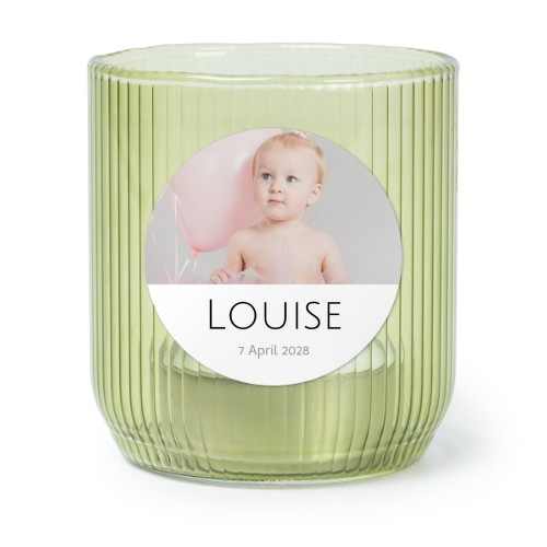 Personalised Green Glass Tealight Holder with Round Stickers – Set of 6