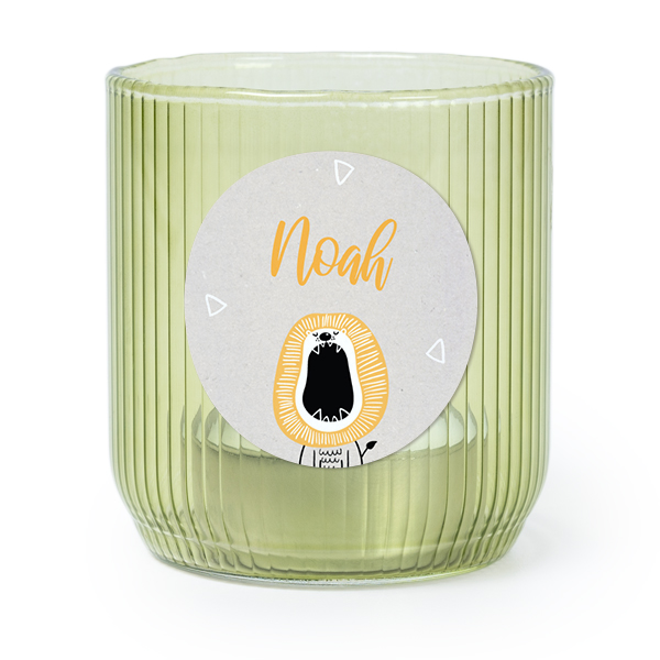 Fyrfadsholder i grønt glas med runde klistermærker – 6 stk