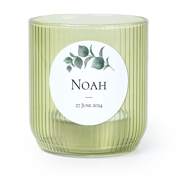 Photophore en verre vert avec autocollant rond - Lot de 6 Photophore en verre vert avec autocollant rond - Lot de 6