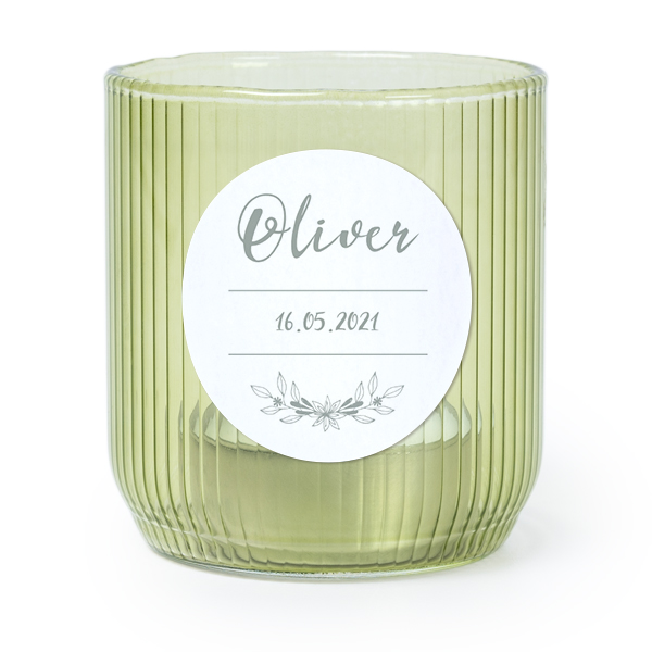 Värmeljushållare i grönt glas med runda klistermärken - 6 st