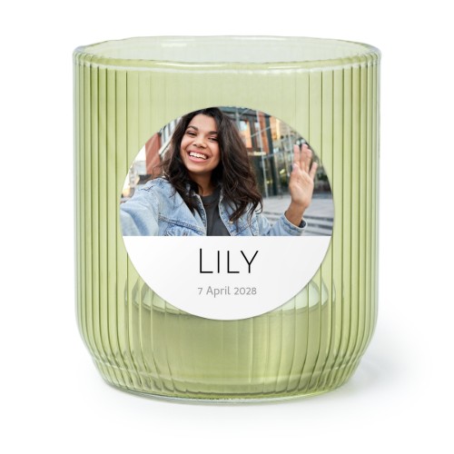 Personalised Green Glass Tealight Holder with Round Stickers – Set of 6