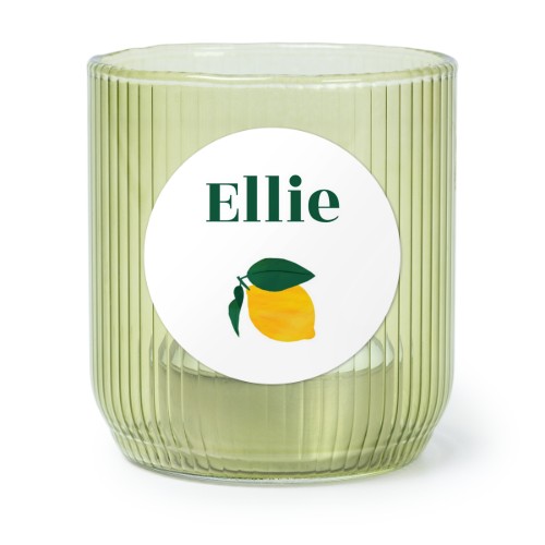 Personalised Green Glass Tealight Holder with Round Stickers – Set of 6
