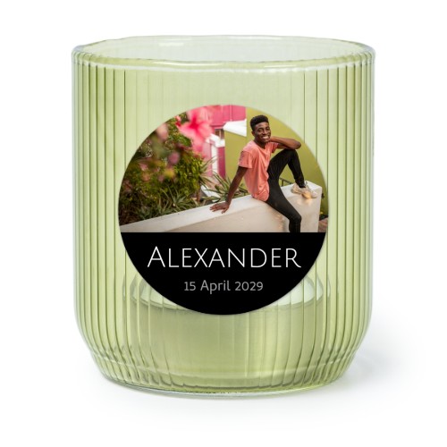 Waxinelichthouder groen met ronde sticker - set van 6