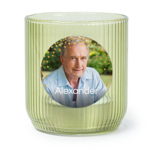 Theelichthouder groen met ronde sticker - set van 6