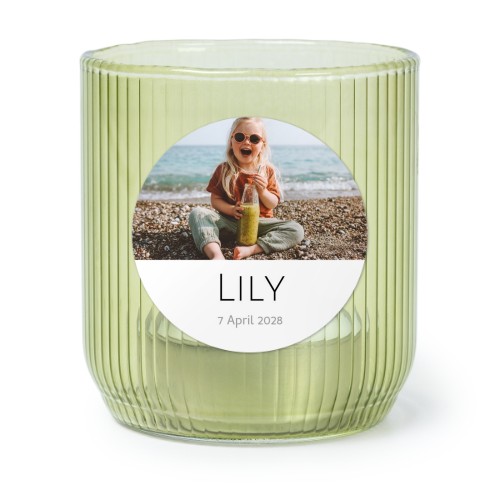 Personalised Green Glass Tealight Holder with Round Stickers – Set of 6