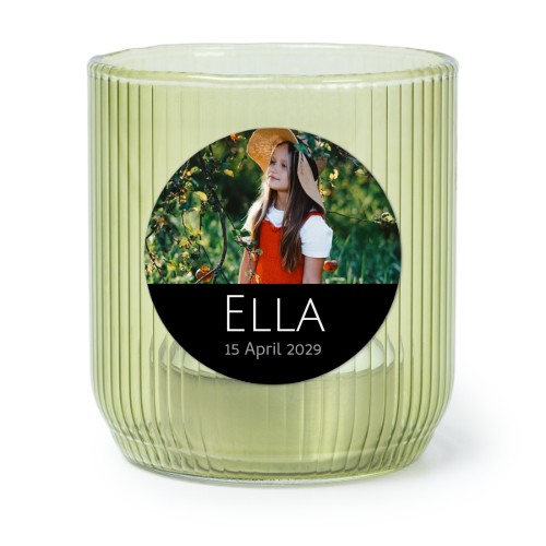 Waxinelichthouder groen met ronde sticker - set van 6