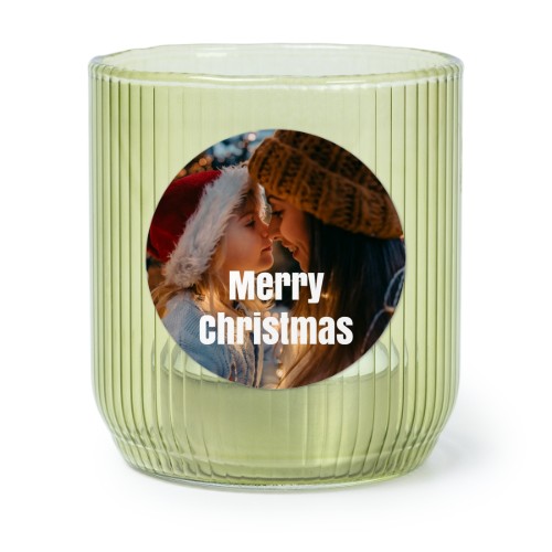Personalised Green Glass Tealight Holder with Round Stickers – Set of 6