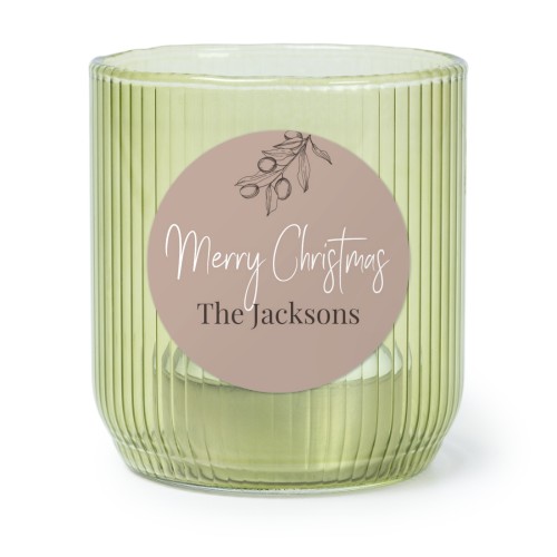 Personalised Green Glass Tealight Holder with Round Stickers – Set of 6