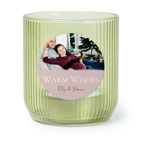 Personalised Green Glass Tealight Holder with Round Stickers – Set of 6
