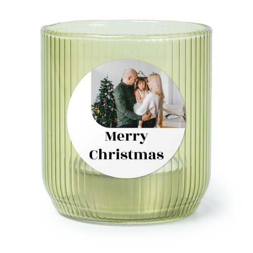 Personalised Green Glass Tealight Holder with Round Stickers – Set of 6