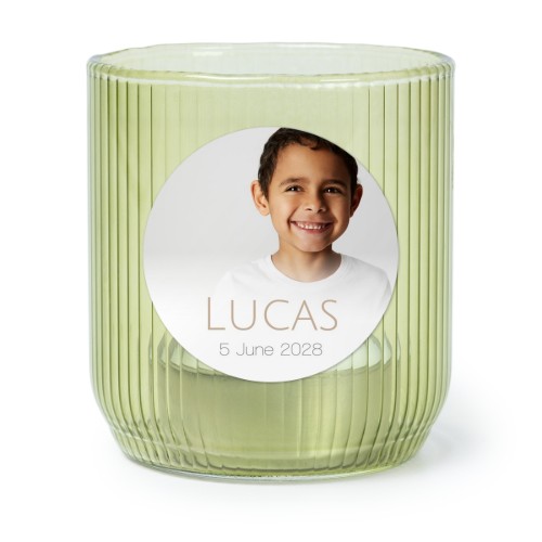 Theelichthouder groen met ronde sticker - set van 6