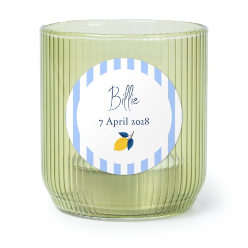 Personalised Green Glass Tealight Holder with Round Stickers – Set of 6