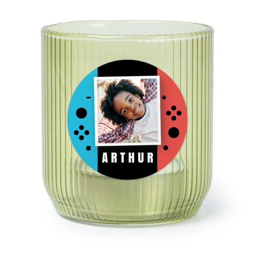 Personalised Green Glass Tealight Holder with Round Stickers – Set of 6