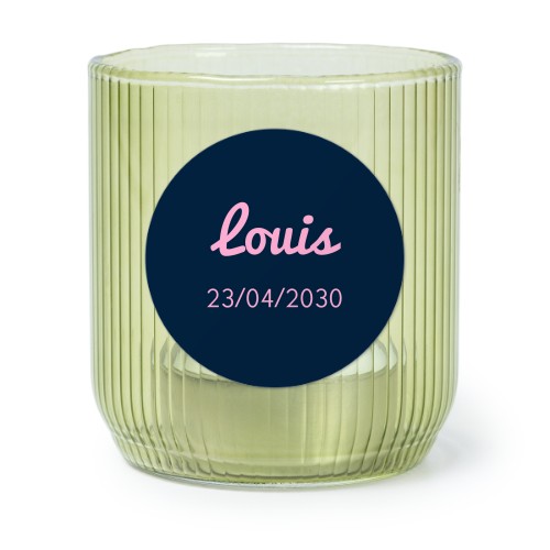 Fyrfadsholder i grønt glas med runde klistermærker – 6 stk