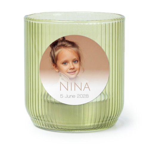 Theelichthouder groen met ronde sticker - set van 6