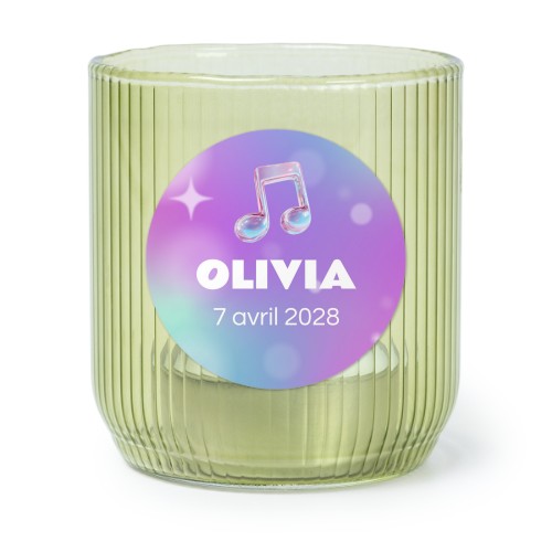 Photophore en verre vert avec autocollant rond - Lot de 6