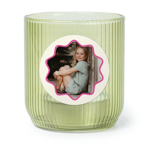 Waxinelichthouder groen met ronde sticker - set van 6