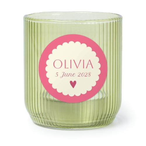 Lysholder i glass grønn med runde klistermerker - 6 stk