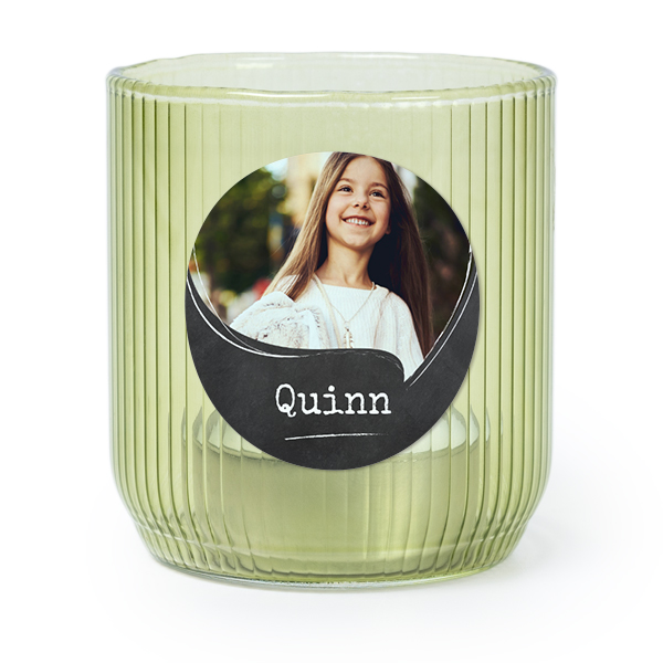 Personalised Green Glass Tealight Holder with Round Stickers – Set of 6 Personalised Green Glass Tealight Holder with Round Stickers – Set of 6