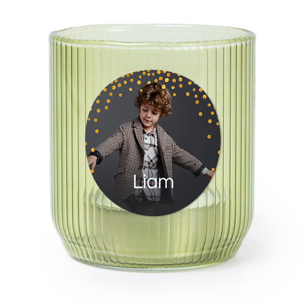 Theelichthouder groen met ronde sticker - set van 6