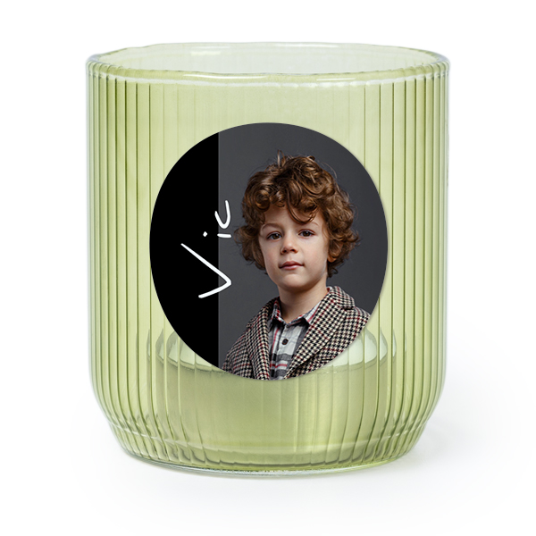 Theelichthouder groen met ronde sticker - set van 6