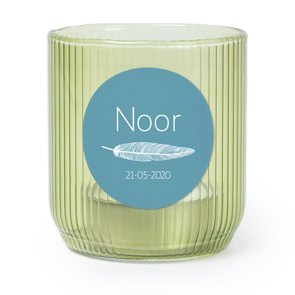 Theelichthouder groen met ronde sticker - set van 6 Theelichthouder groen met ronde sticker - set van 6