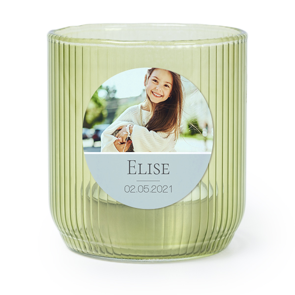 Photophore en verre vert avec autocollant rond - Lot de 6