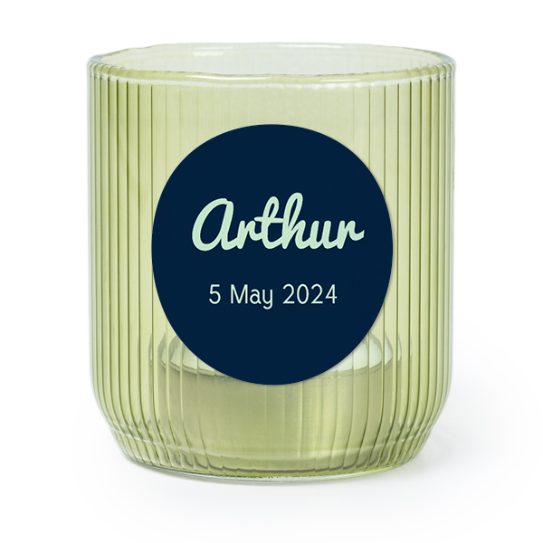 Theelichthouder groen met ronde sticker - set van 6