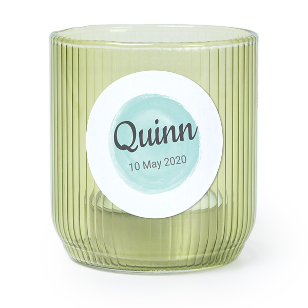 Lysholder i glass grønn med runde klistermerker - 6 stk