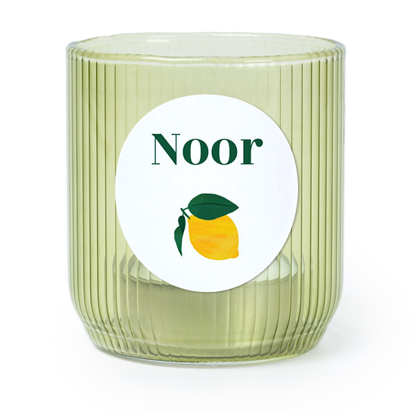 Waxinelichthouder groen met ronde sticker - set van 6