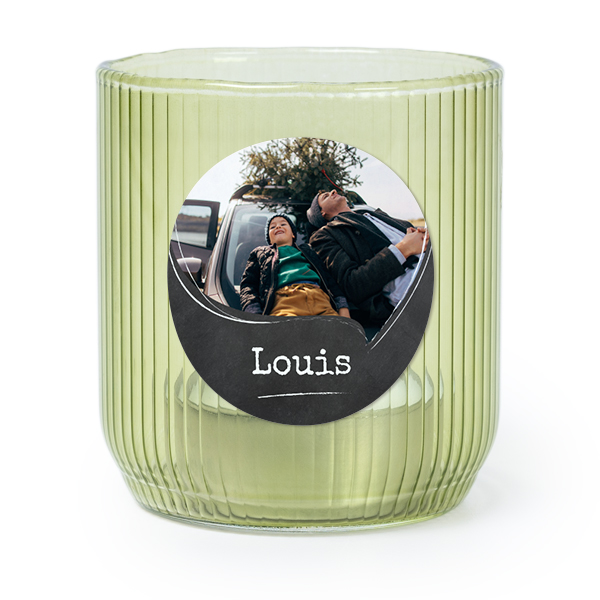 Waxinelichthouder groen met ronde sticker - set van 6