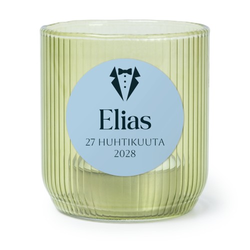 Kynttilälyhty vihreästä lasista pyöreillä tarroilla – 6 kpl