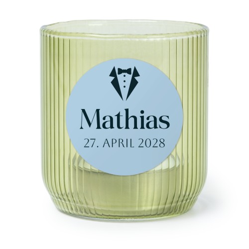 Lysholder i glass grønn med runde klistermerker - 6 stk Lysholder i glass grønn med runde klistermerker - 6 stk