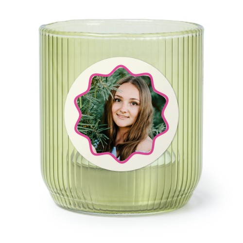 Fyrfadsholder i grønt glas med runde klistermærker – 6 stk