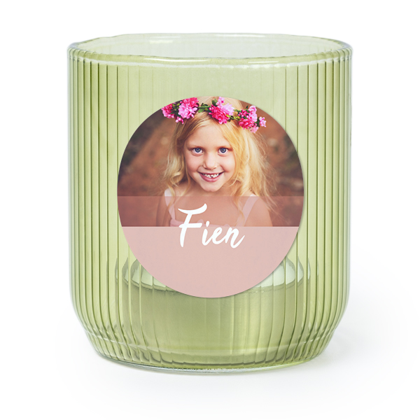 Personalised Green Glass Tealight Holder with Round Stickers – Set of 6 Personalised Green Glass Tealight Holder with Round Stickers – Set of 6