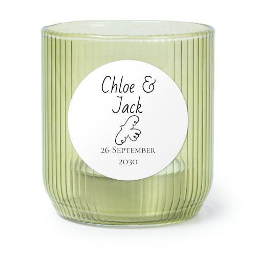 Personalised Green Glass Tealight Holder with Round Stickers – Set of 6