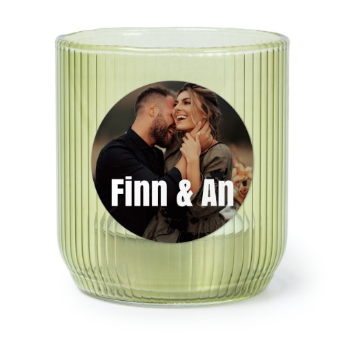 Photophore en verre vert avec autocollant rond - Lot de 6