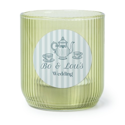 Lysholder i glass grønn med runde klistermerker - 6 stk