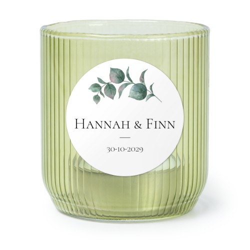 Theelichthouder groen met ronde sticker - set van 6