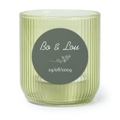 Personalised Green Glass Tealight Holder with Round Stickers – Set of 6