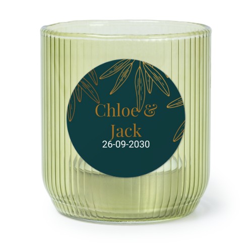 Värmeljushållare i grönt glas med runda klistermärken - 6 st